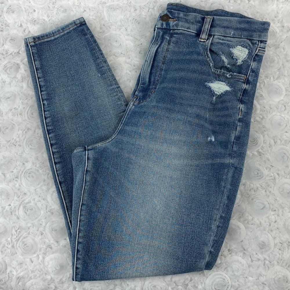 American Eagle Distressed Curvy Super Hi-Rise Jeggings Sz 16
